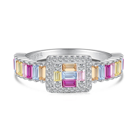 [HOT]Exquisite Colorful Radiant Cut Party Ring