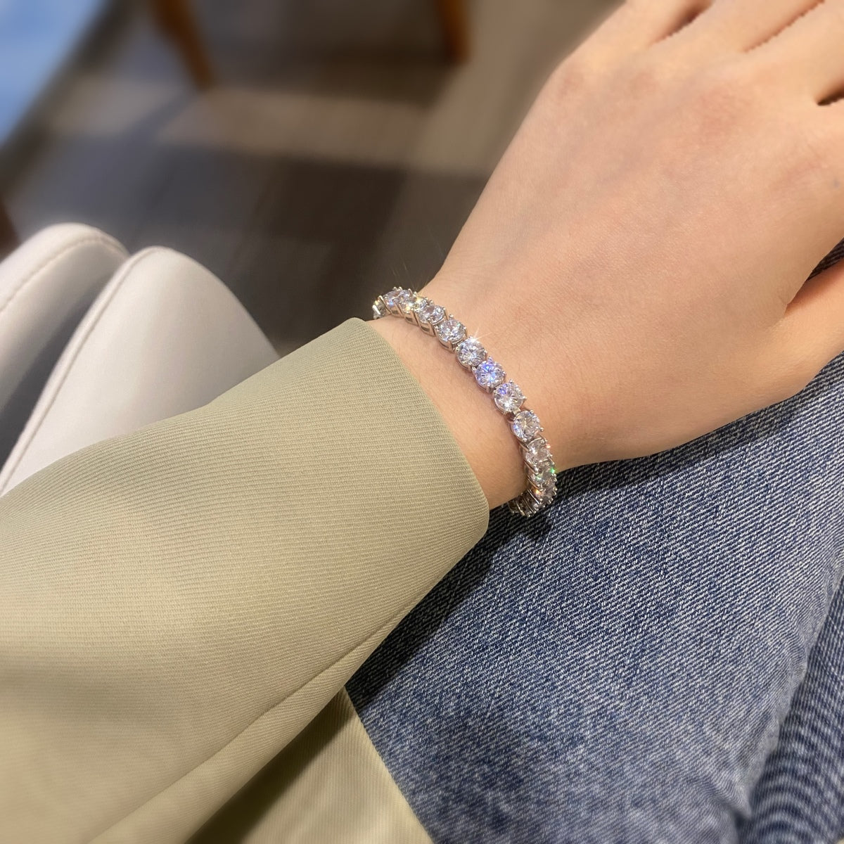 [HOT]0.75 Carat Dazzling Round Cut Wedding Bracelet