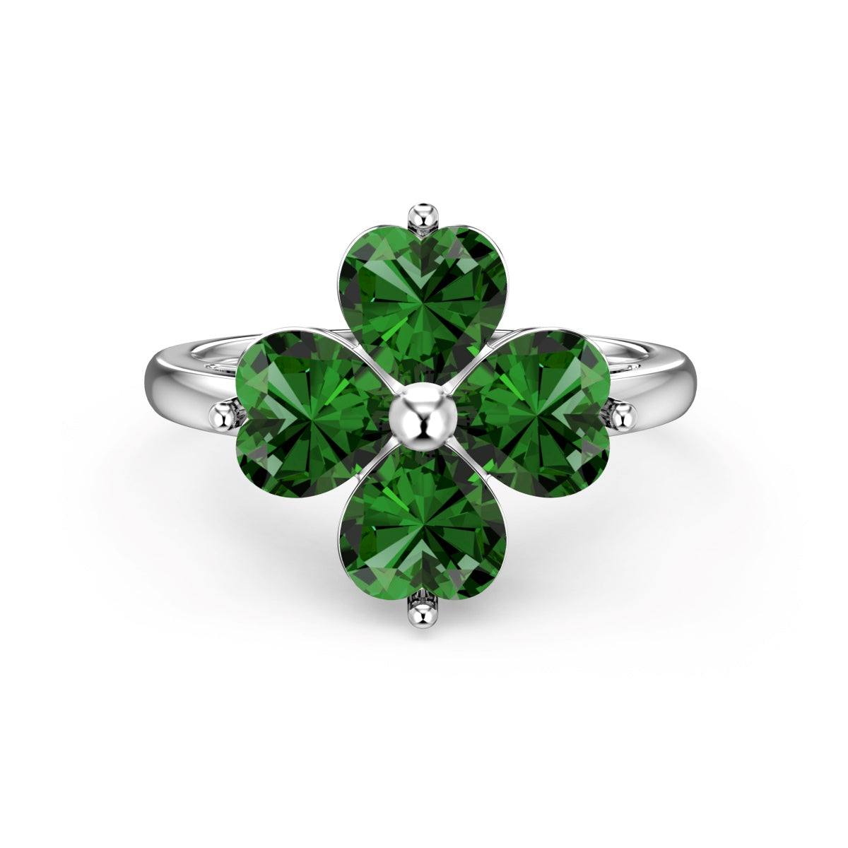 [HOT]Heart-shaped Four-Leaf Clover Ball Ring