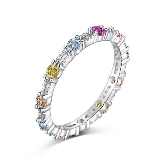 [HOT]Sparkling Colorful Round Cut Tennis Ring