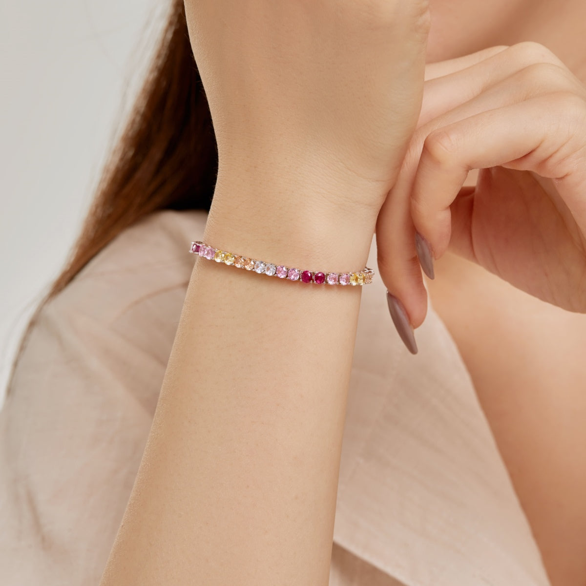 [HOT]Radiant Colorful Round Cut Tennis Bracelet