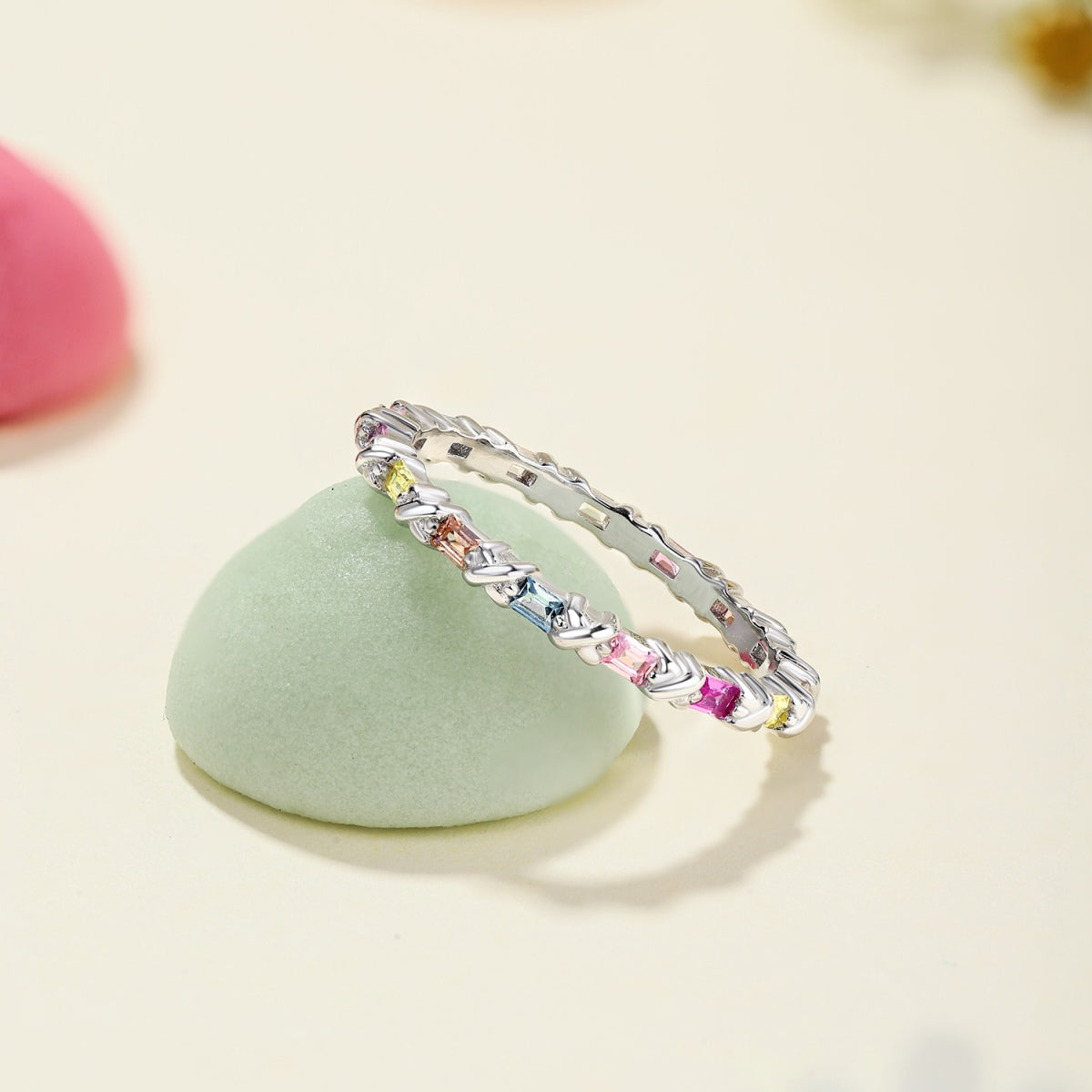 [HOT]Charming Colorful Round Cut Daily Ring