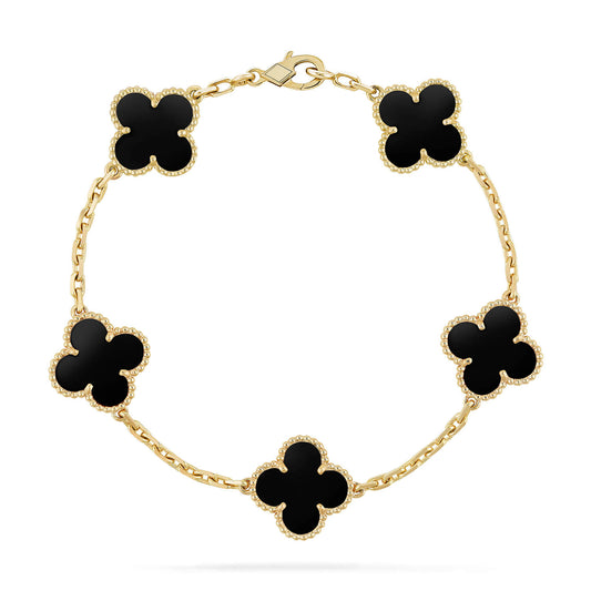 LUXEIFY CLOVER  5 MOTIFS BLACK ONYX BRACELET