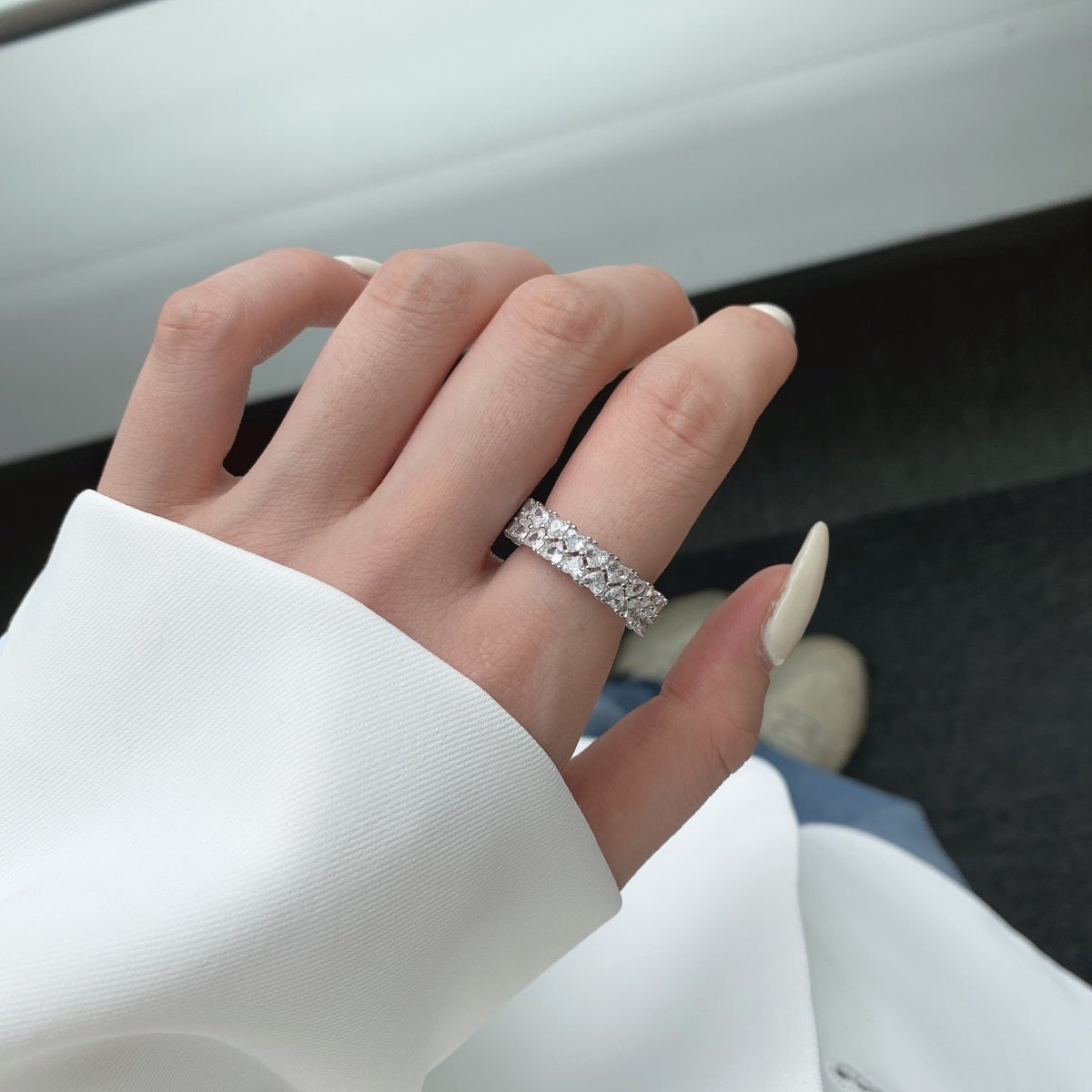 [HOT]Sparkling Full Heart Ring