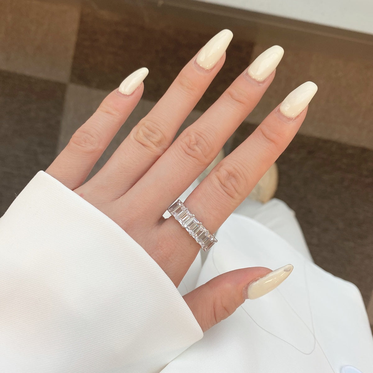 [HOT]0.75 Carat Elegant Emerald Cut Tennis Ring