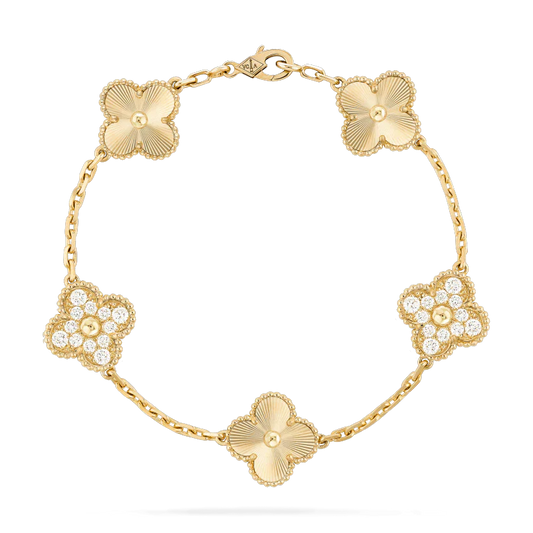 LUXEIFY CLOVER BRACELET 5 MOTIFS GOLD DIAMOND